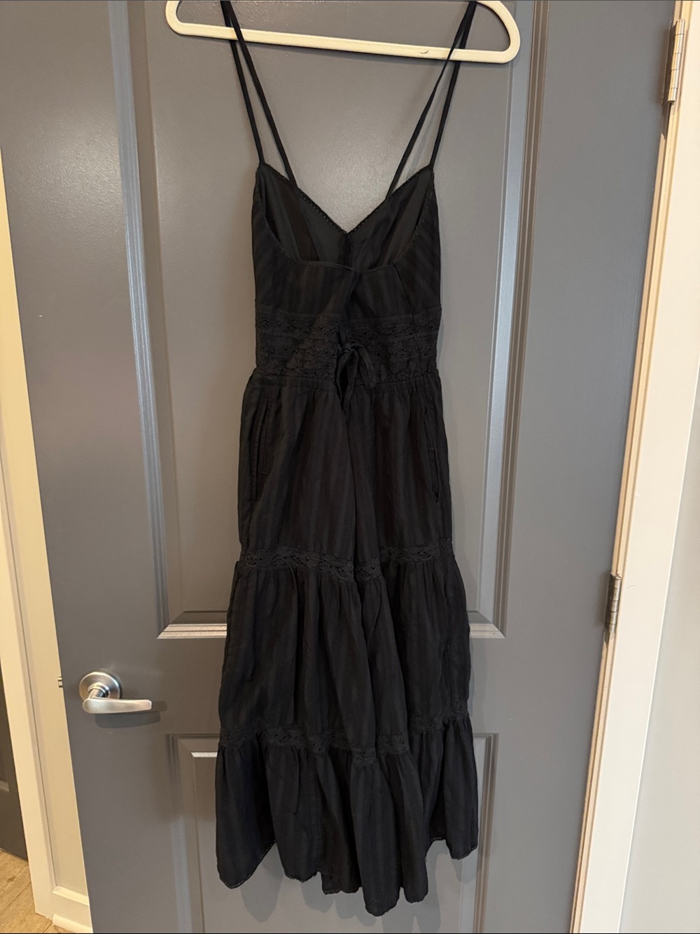 Black Tiered Spaghetti Strap Maxi Dress